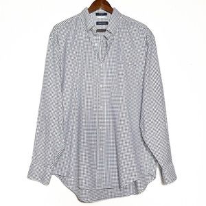 Nautica Mens White Plaid Long Sleeve Buttondown Shirt